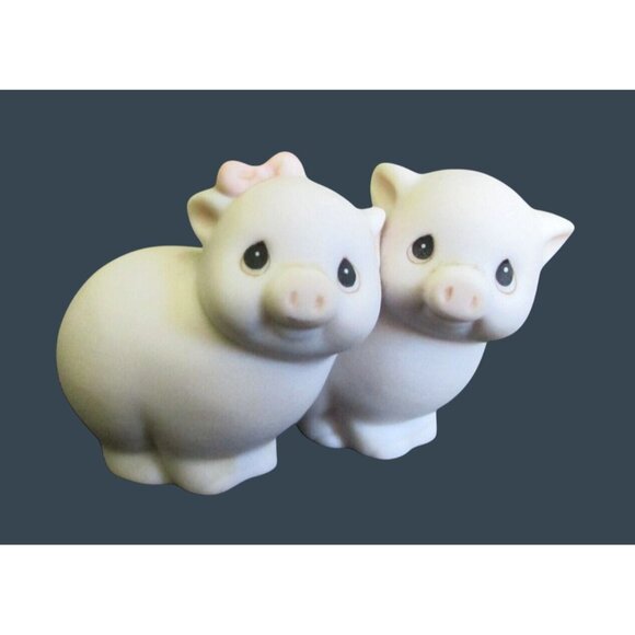Vintage Precious Moments Noahs Ark Two by Two Porcelain Pigs Figurine - Picture 1 of 6
